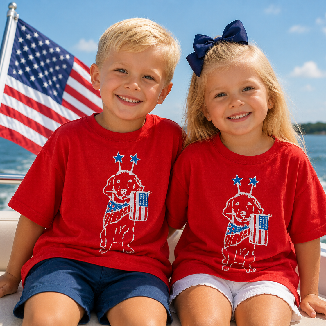 Red Patriotic Dog T-Shirt