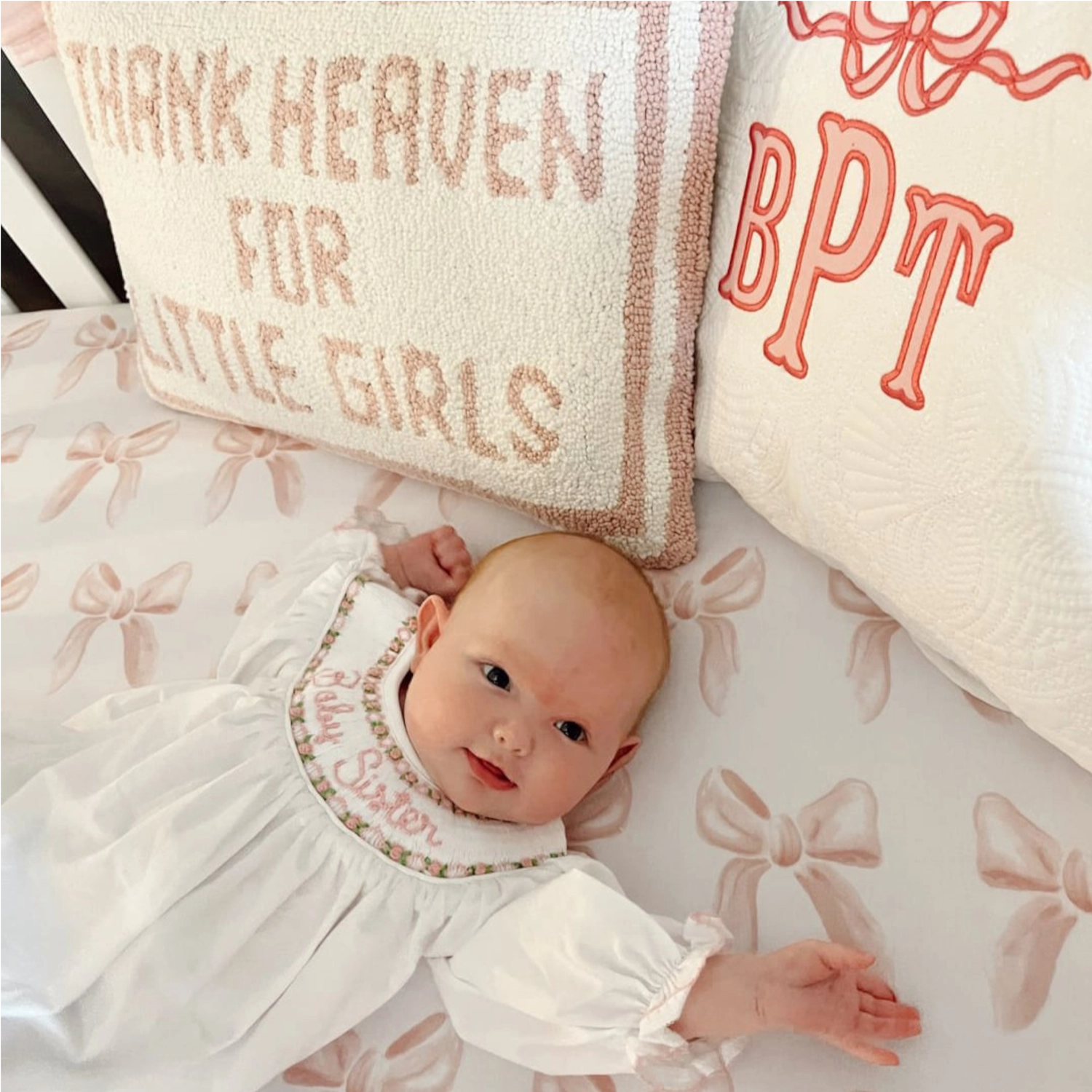 Pink Baby Sister Smocked Gown