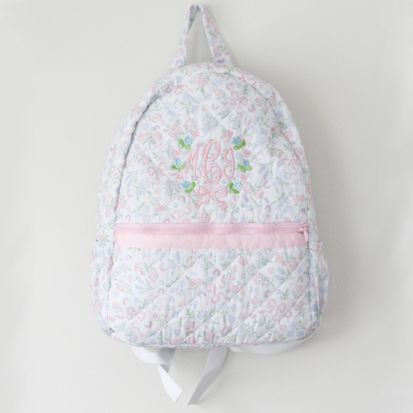 PASTEL FLORAL & BOWS QUILTED BACKPACK