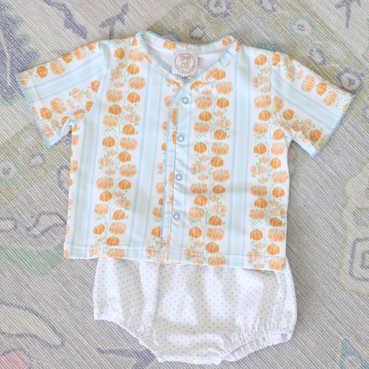 BOYS BLUE WATERCOLOR PUMPKINS DIAPER SET