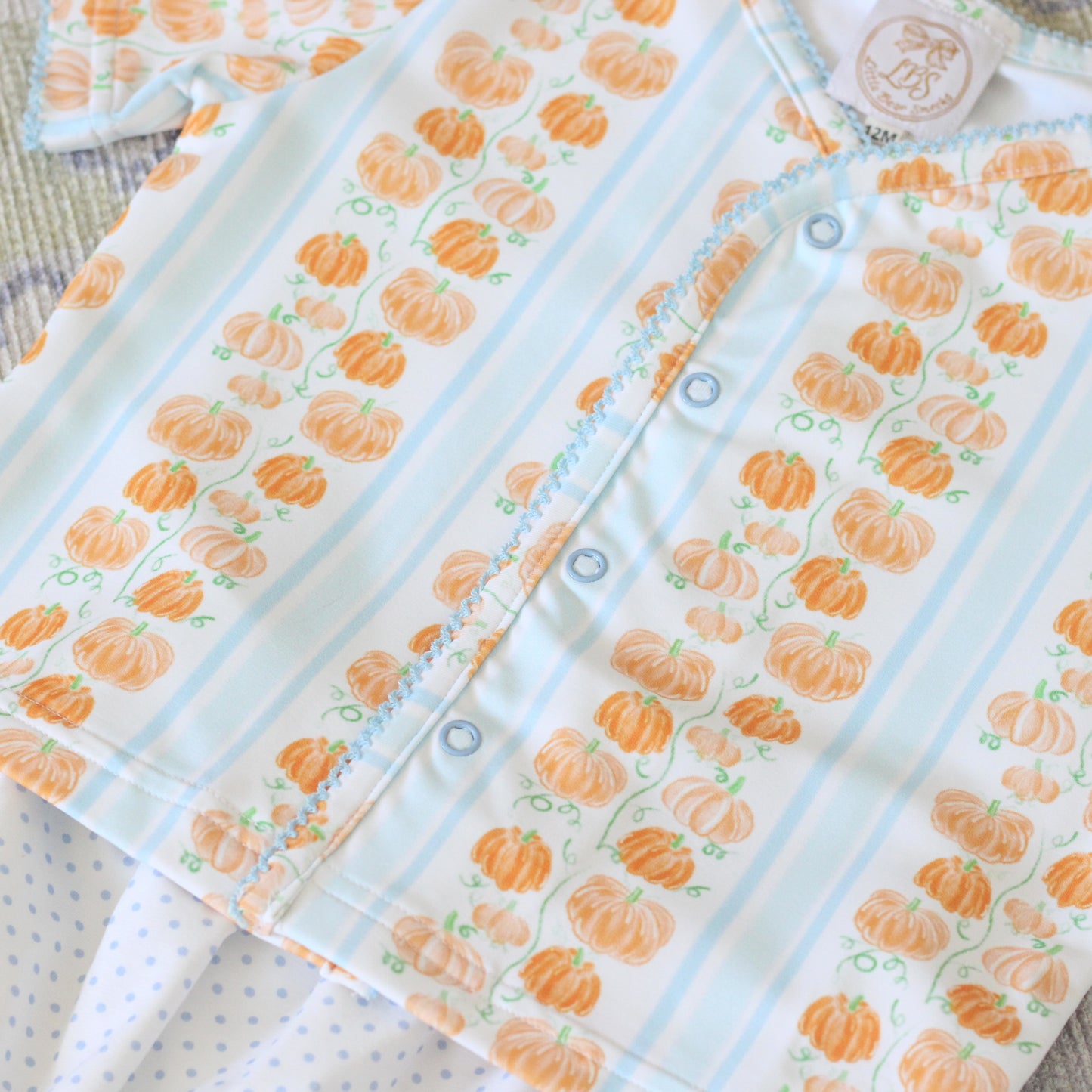 BOYS BLUE WATERCOLOR PUMPKINS DIAPER SET