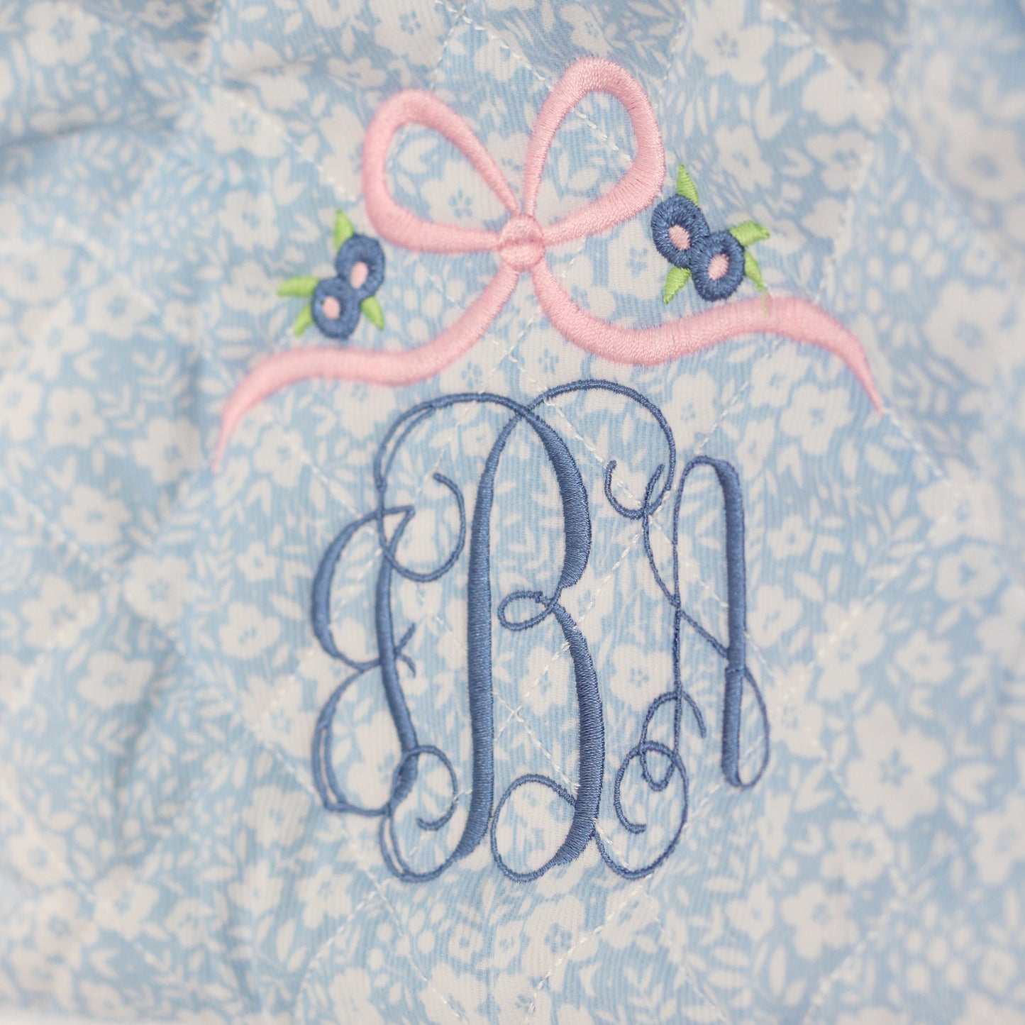 BLUE FLORAL QUILTED BACKPACK