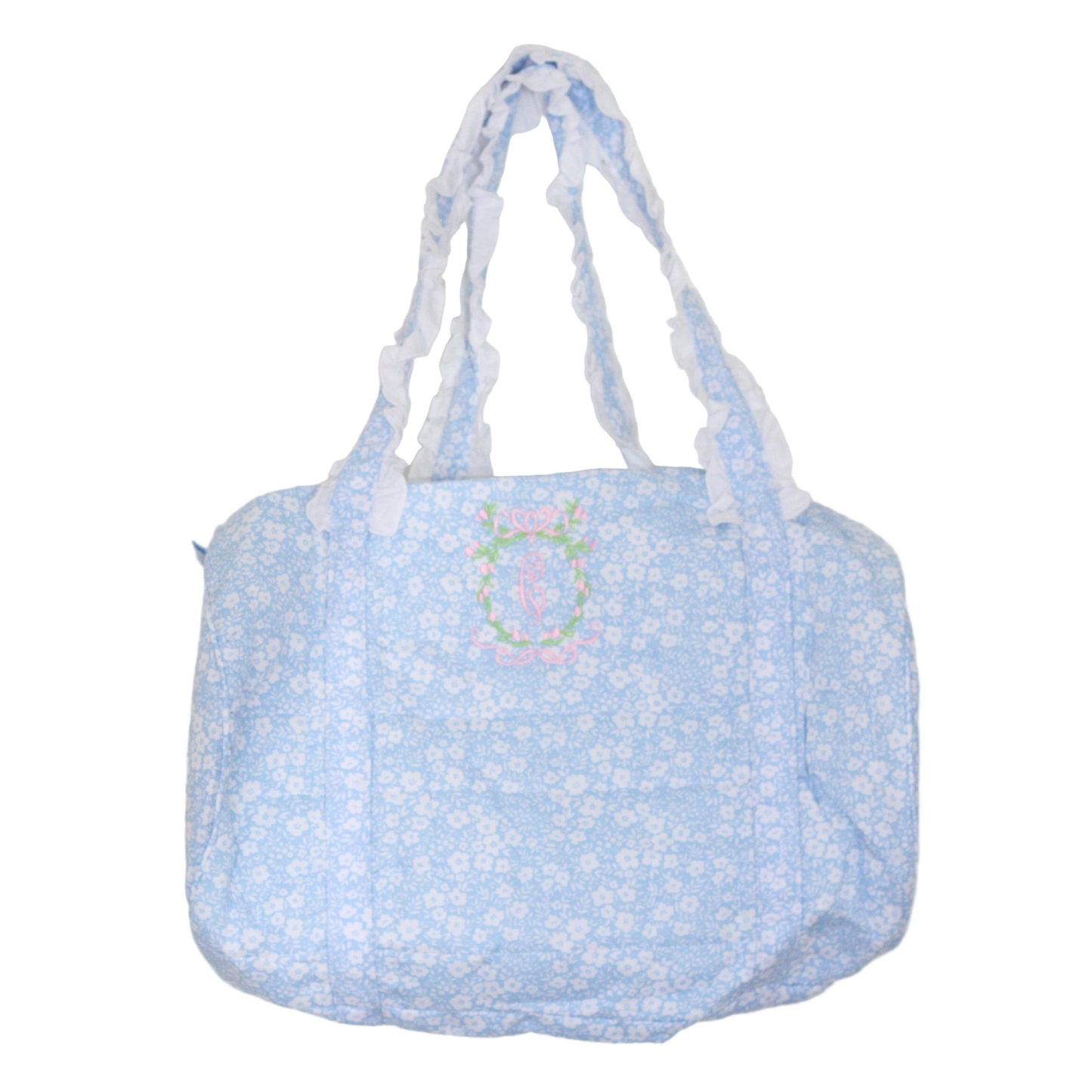 BLUE FLORAL QUILTED DUFFEL