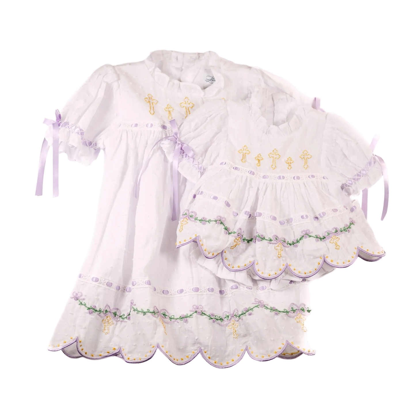 Lavender Swiss Dot Cross Diaper Set