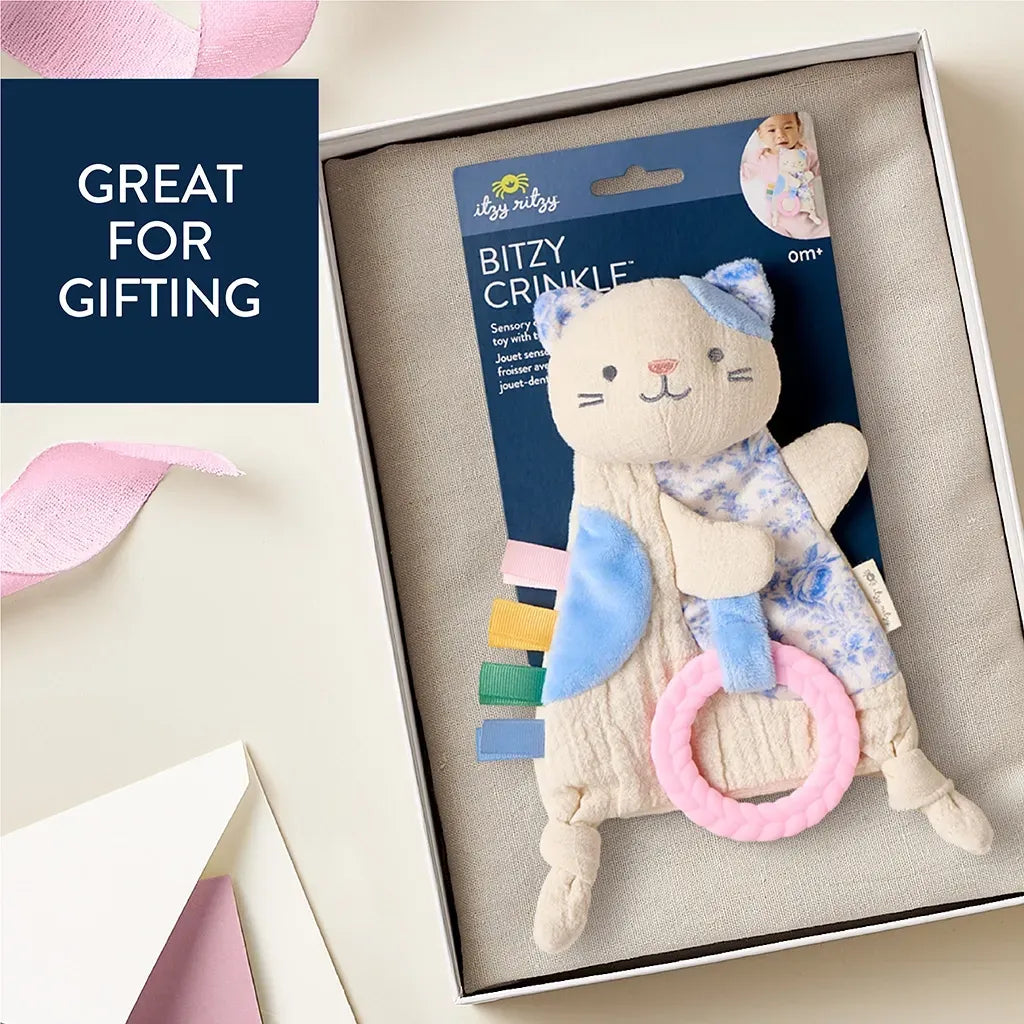 Bitzy Crinkle™ Sensory Kitty Crinkle Toy with Teether