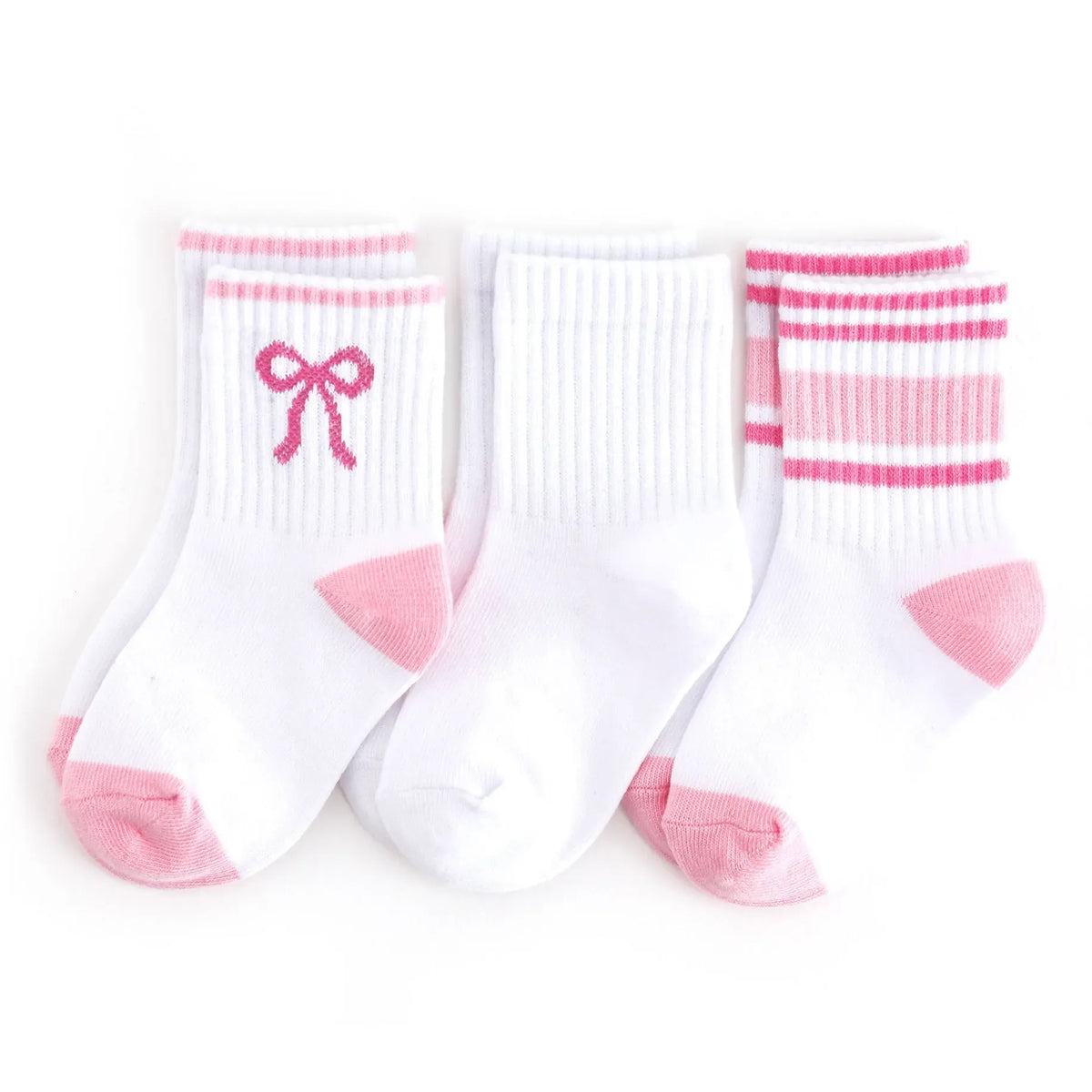 Girls Crew Socks 3-Pack - White/Pink