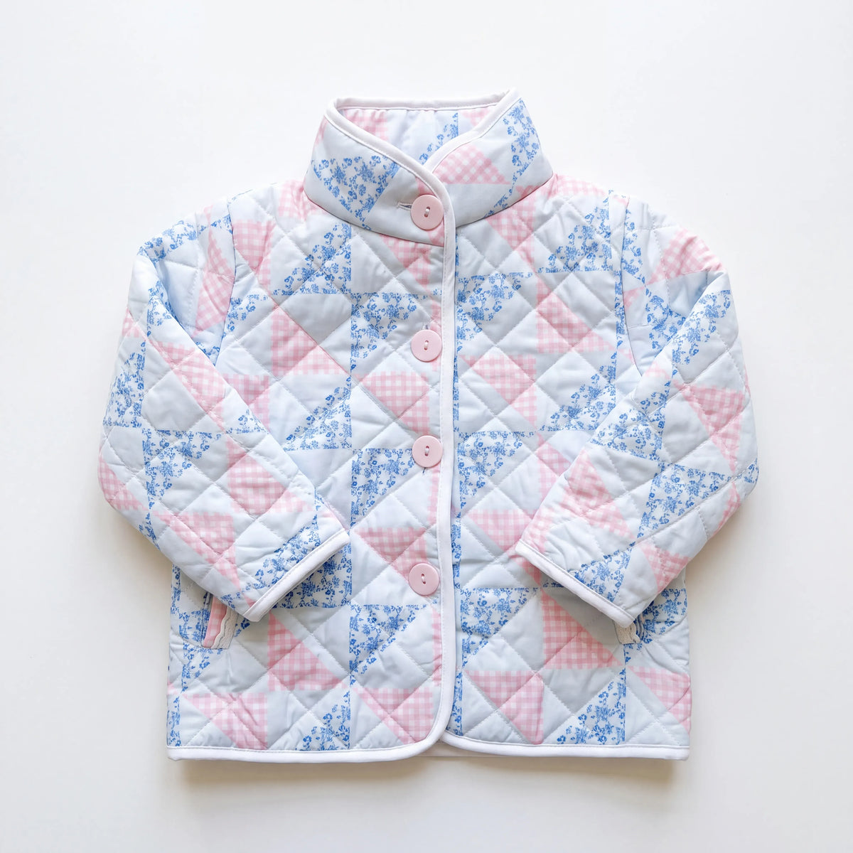 Pink & Blue Patchwork & Lace Quilted Jacket