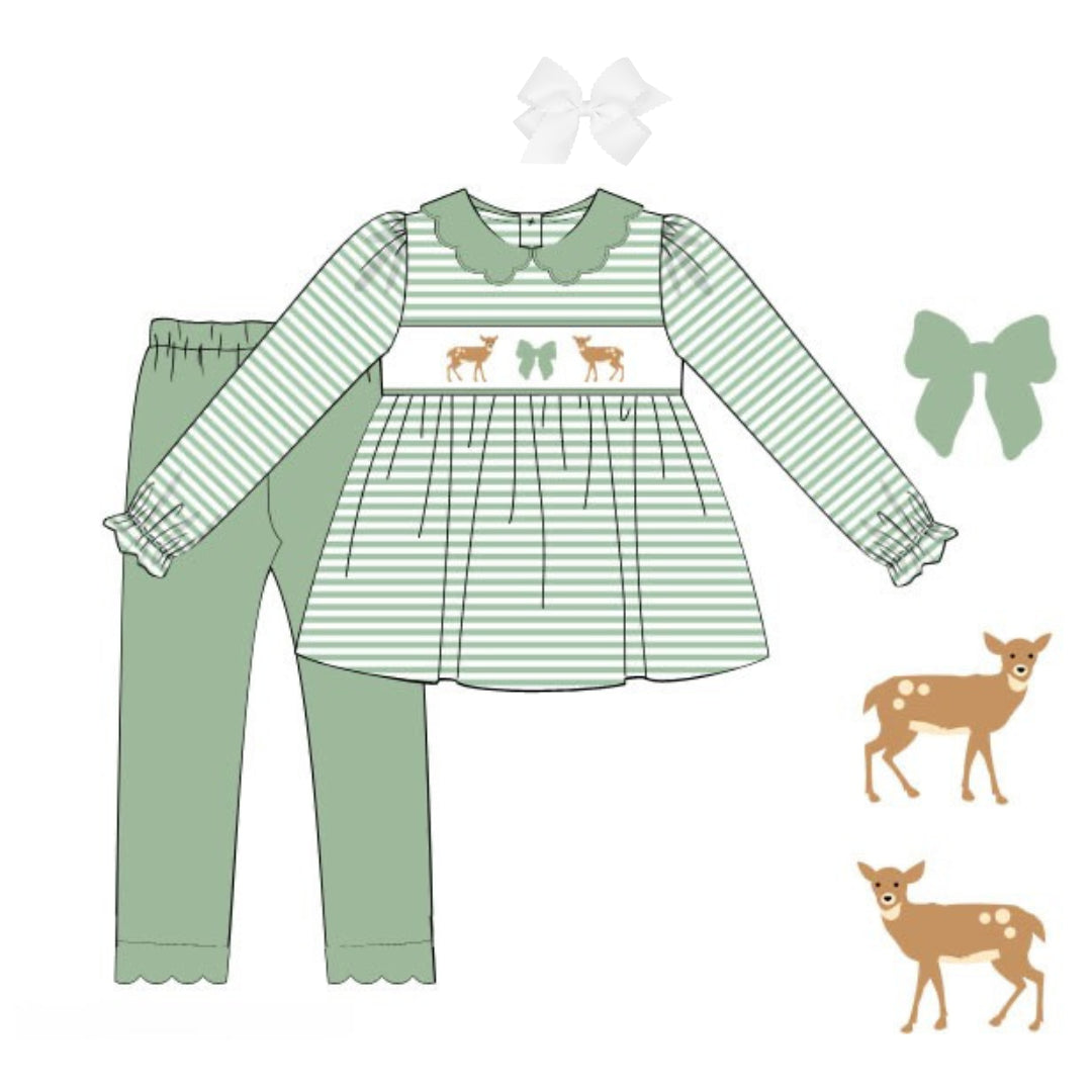 SMOCKED DEER LEGGING SET