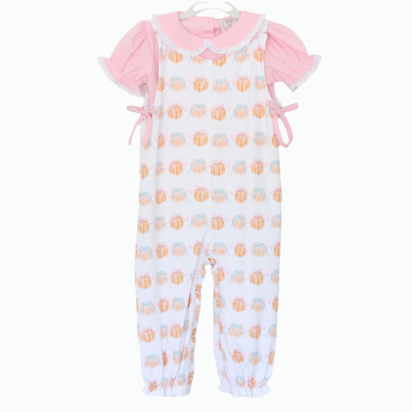 BOW PUMPKINS JUMPER & PINK EYELET TOP
