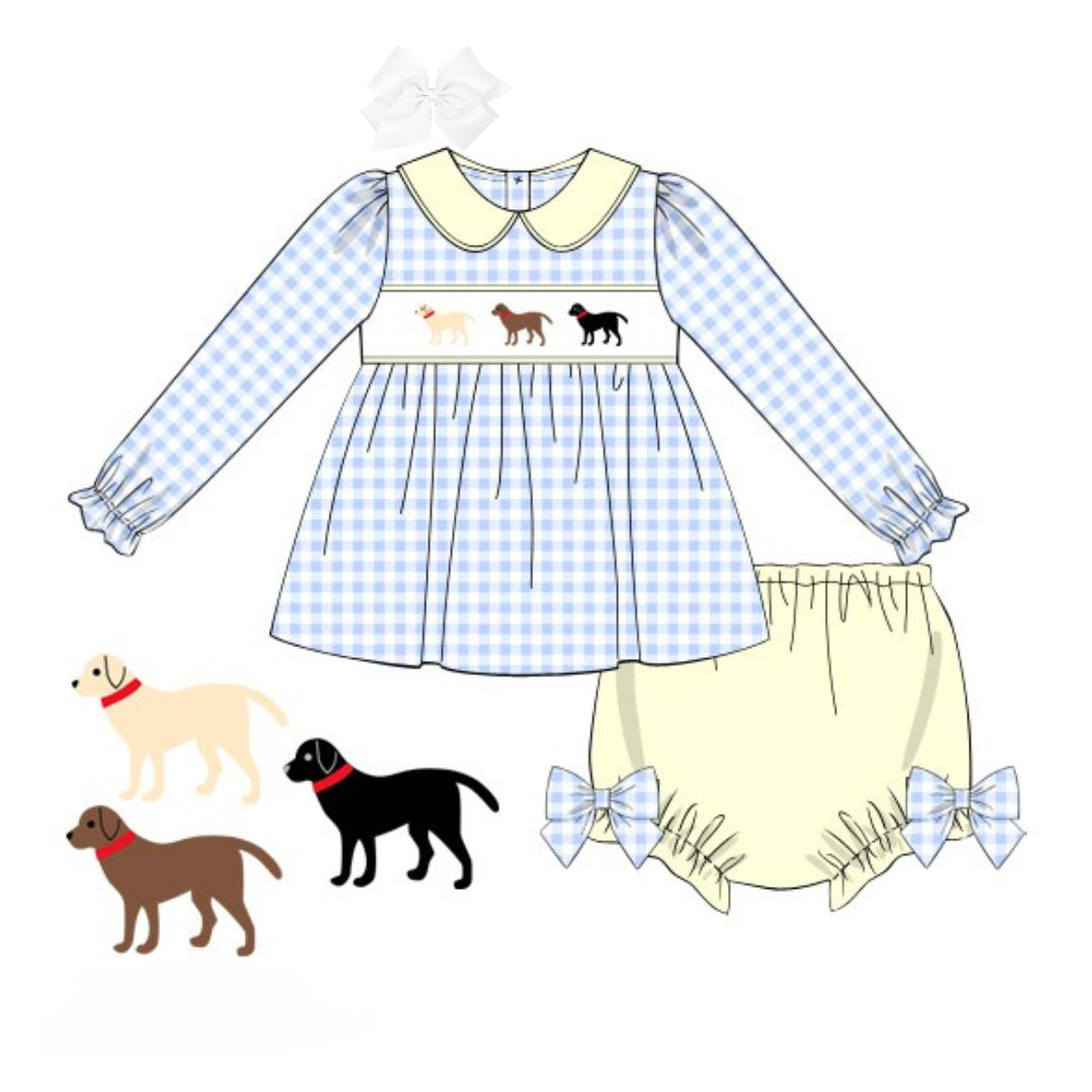 SMOCKED DOGGIES DIAPER SET