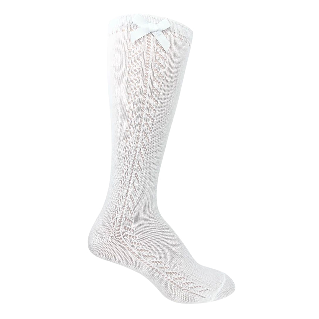 JEFFERIES POINTELLE BOW KNEE HIGH SOCKS