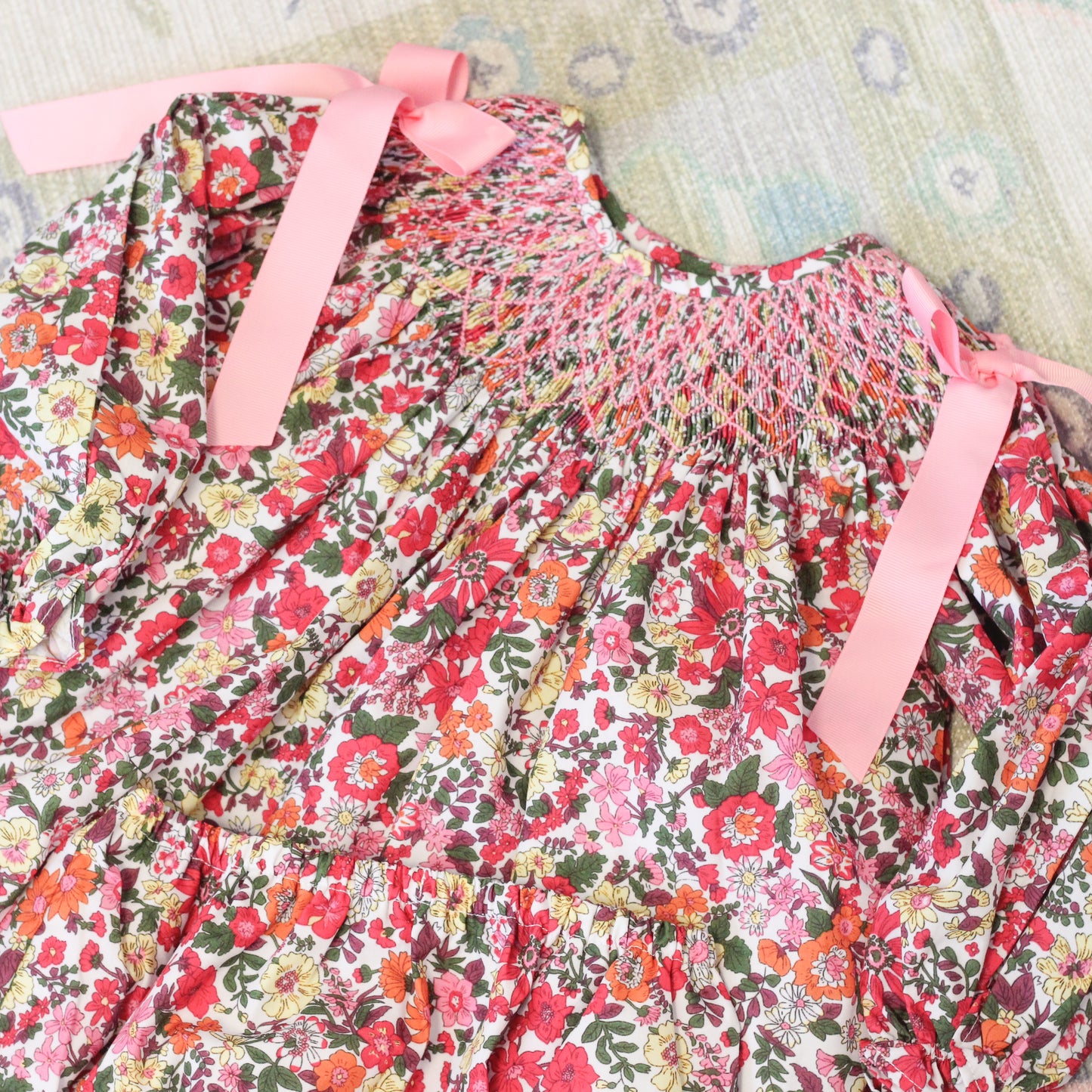 FALL FLORAL SMOCKED DIAPER SET