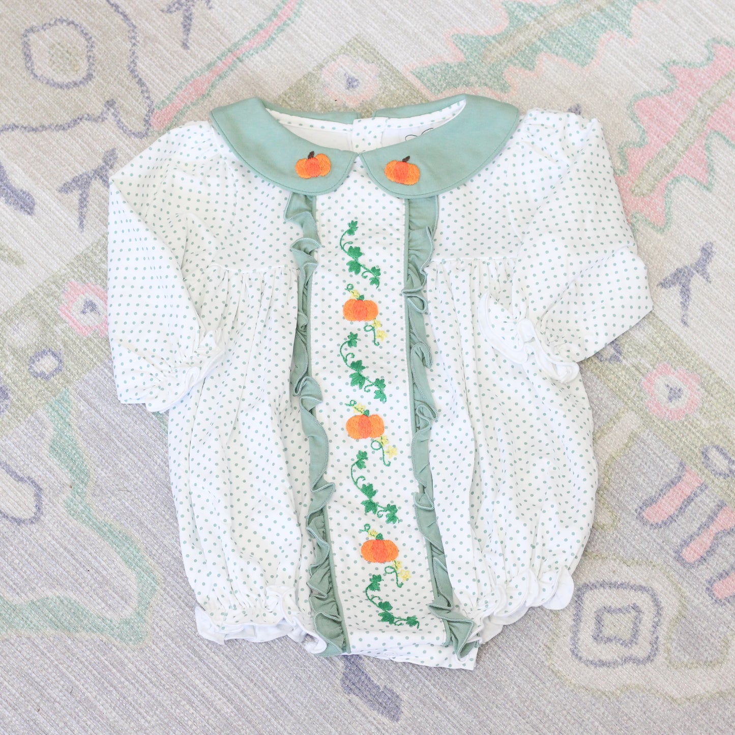 GIRLS GREEN BITTY DOT PUMPKIN VINE BUBBLE