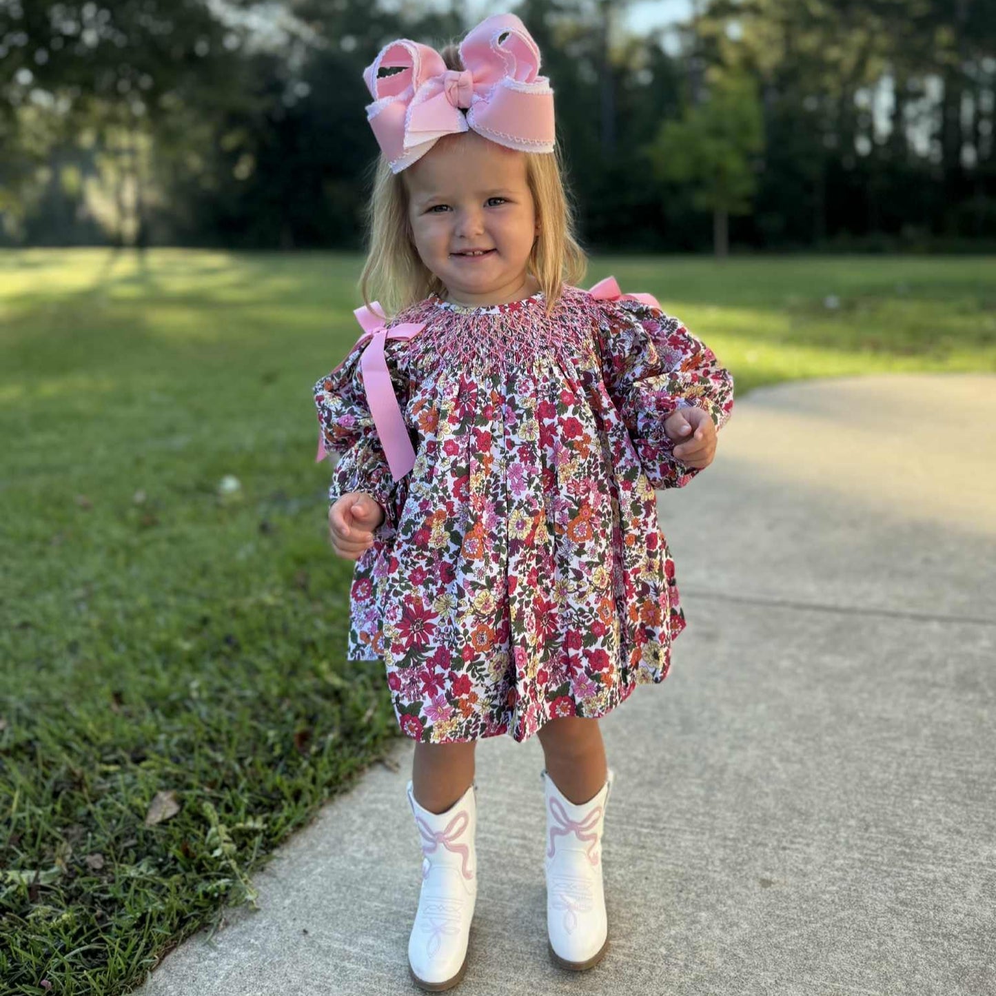 FALL FLORAL SMOCKED DIAPER SET