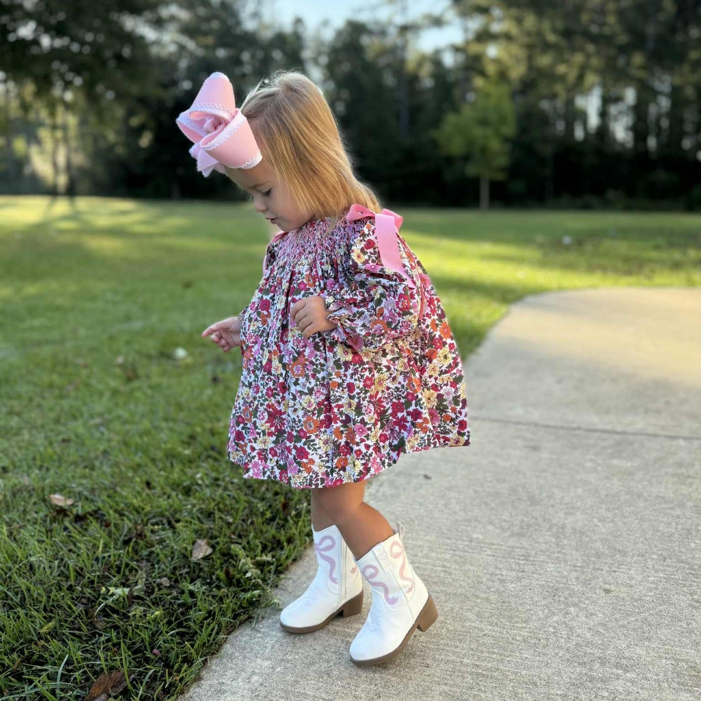 FALL FLORAL SMOCKED DIAPER SET