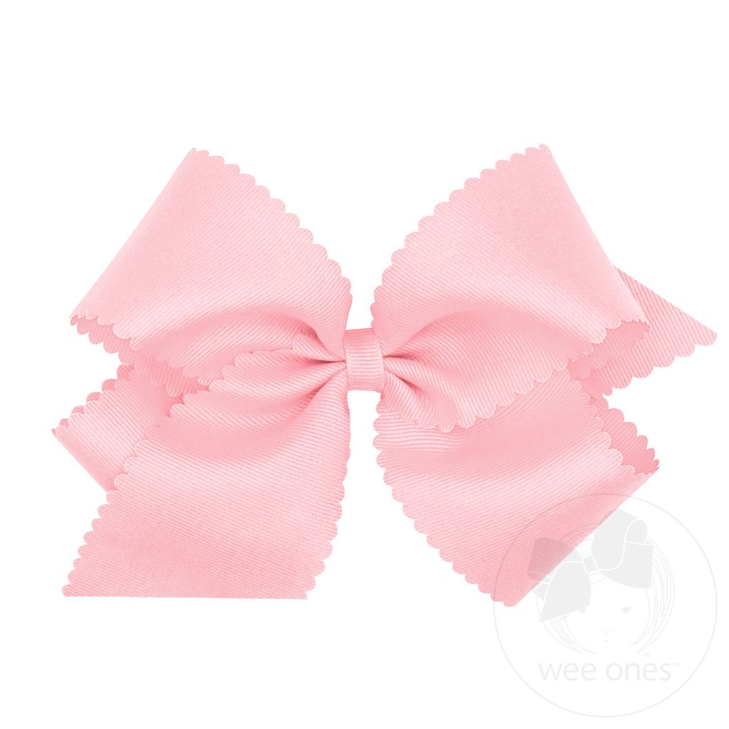 WEE ONES GROSGRAIN BOW WITH SCALLOP EDGES