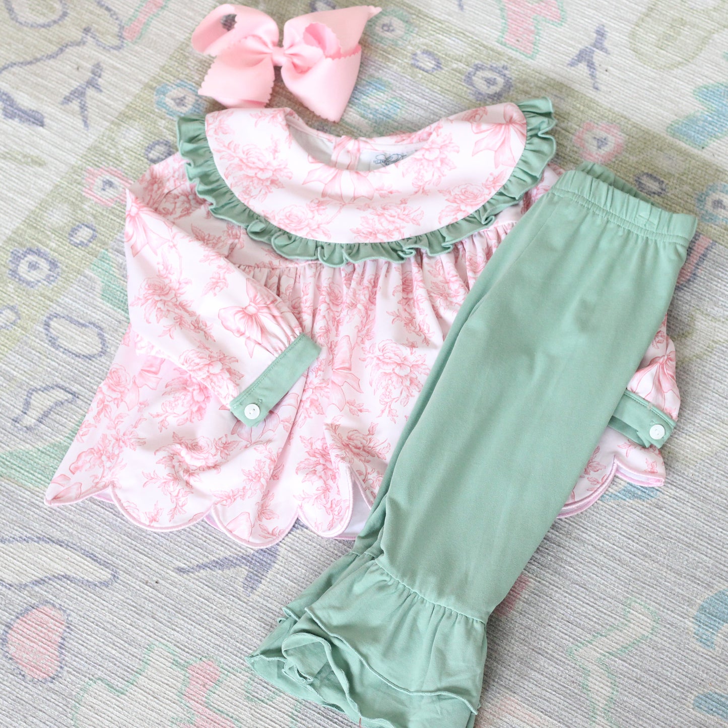 BLOOMING BOWS RUFFLE PANT SET