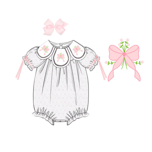 SWISS DOT SHADOW EMBROIDERED BOW PETAL COLLAR BUBBLE