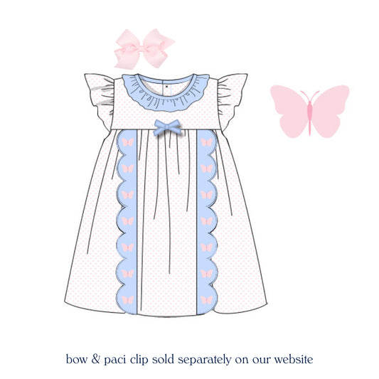 BITTY DOT SCALLOPED BUTTERFLY DRESS