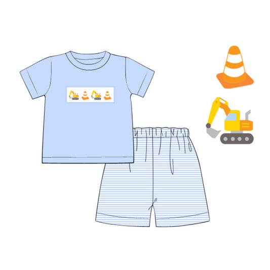 BOYS CONSTRUCTION SMOCKED SHORT SET