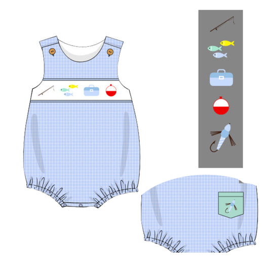 BOYS FISHING SMOCKED BUBBLE