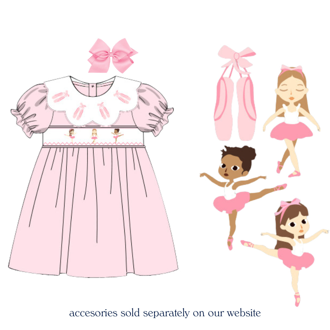 BALLERINAS SCALLOP COLLAR SMOCKED DRESS
