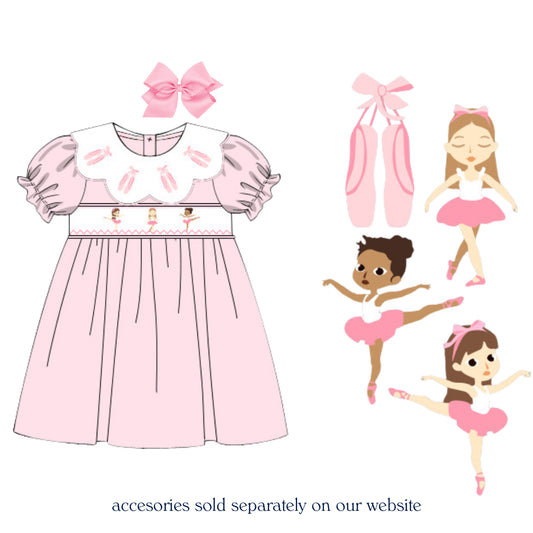BALLERINAS SCALLOP COLLAR SMOCKED DRESS