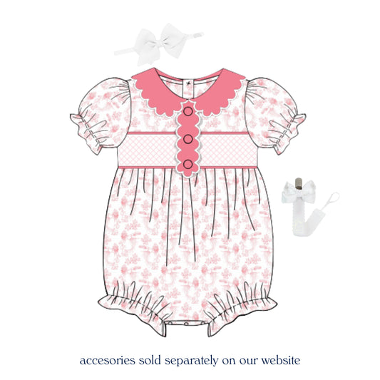 PINK TOILE SMOCKED BUBBLE