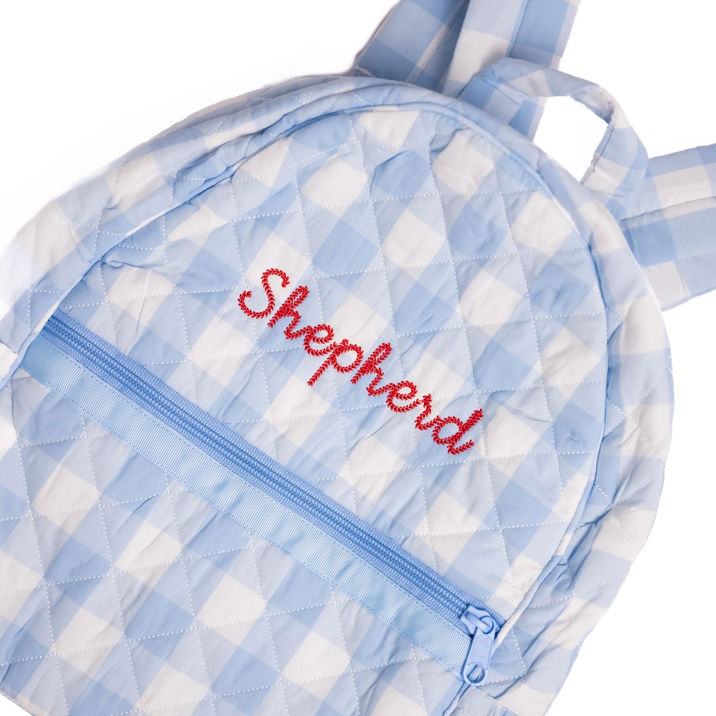 Blue Gingham Quilted Backpack