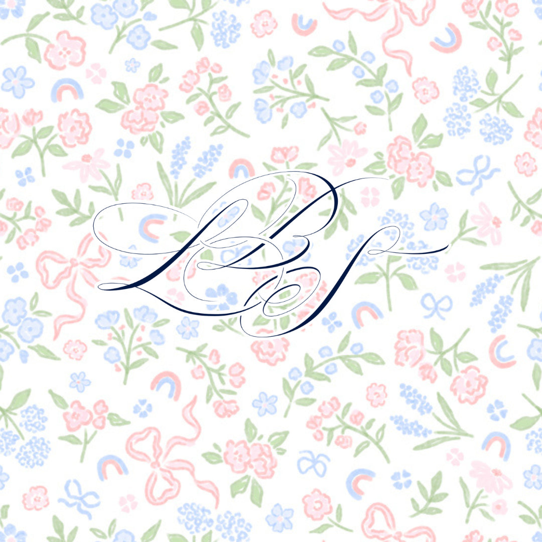 SMOCKED PASTEL FLORAL & BOWS NAME TAB BUBBLE