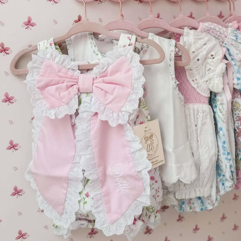PINK & GREEN FLORAL BOW FRONT BUBBLE