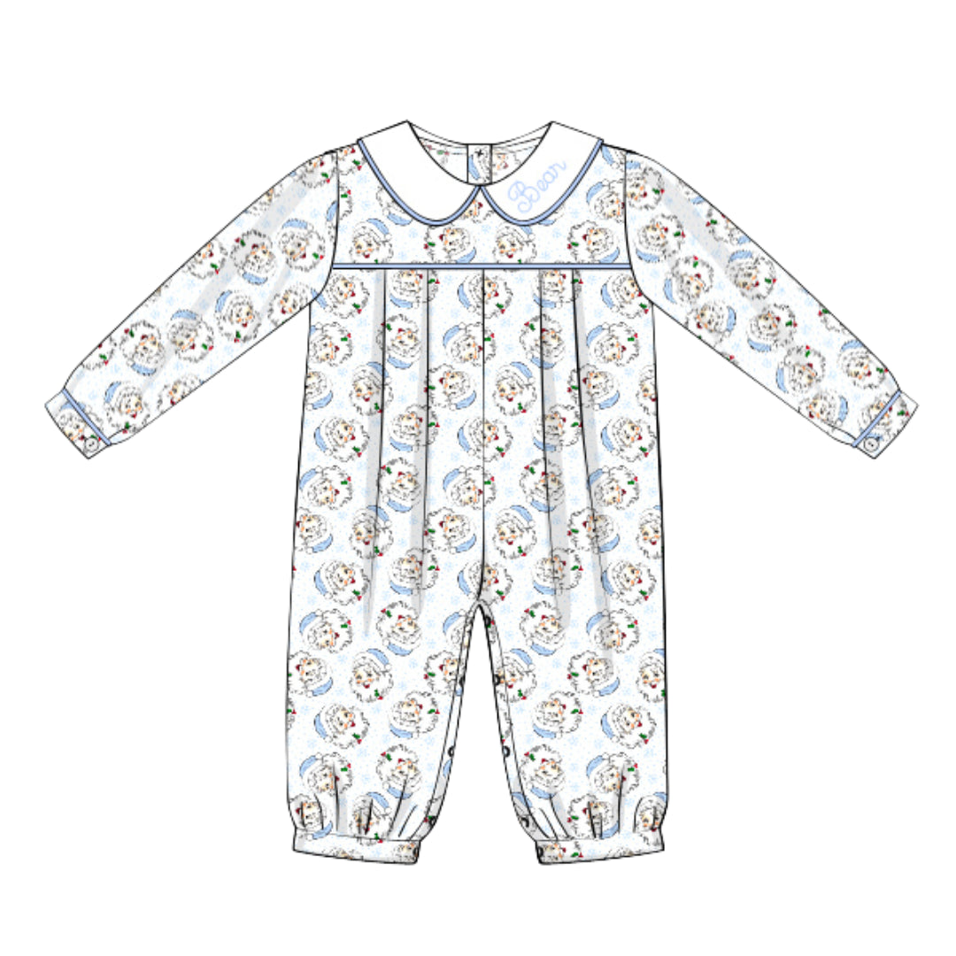 BLUE SANTA KNIT ROMPER