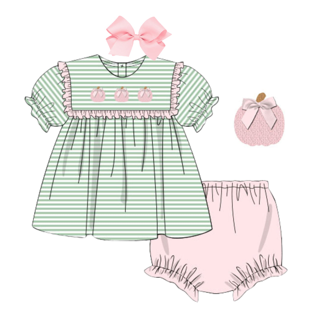 PINK & GREEN PUMPKINS DIAPER SET