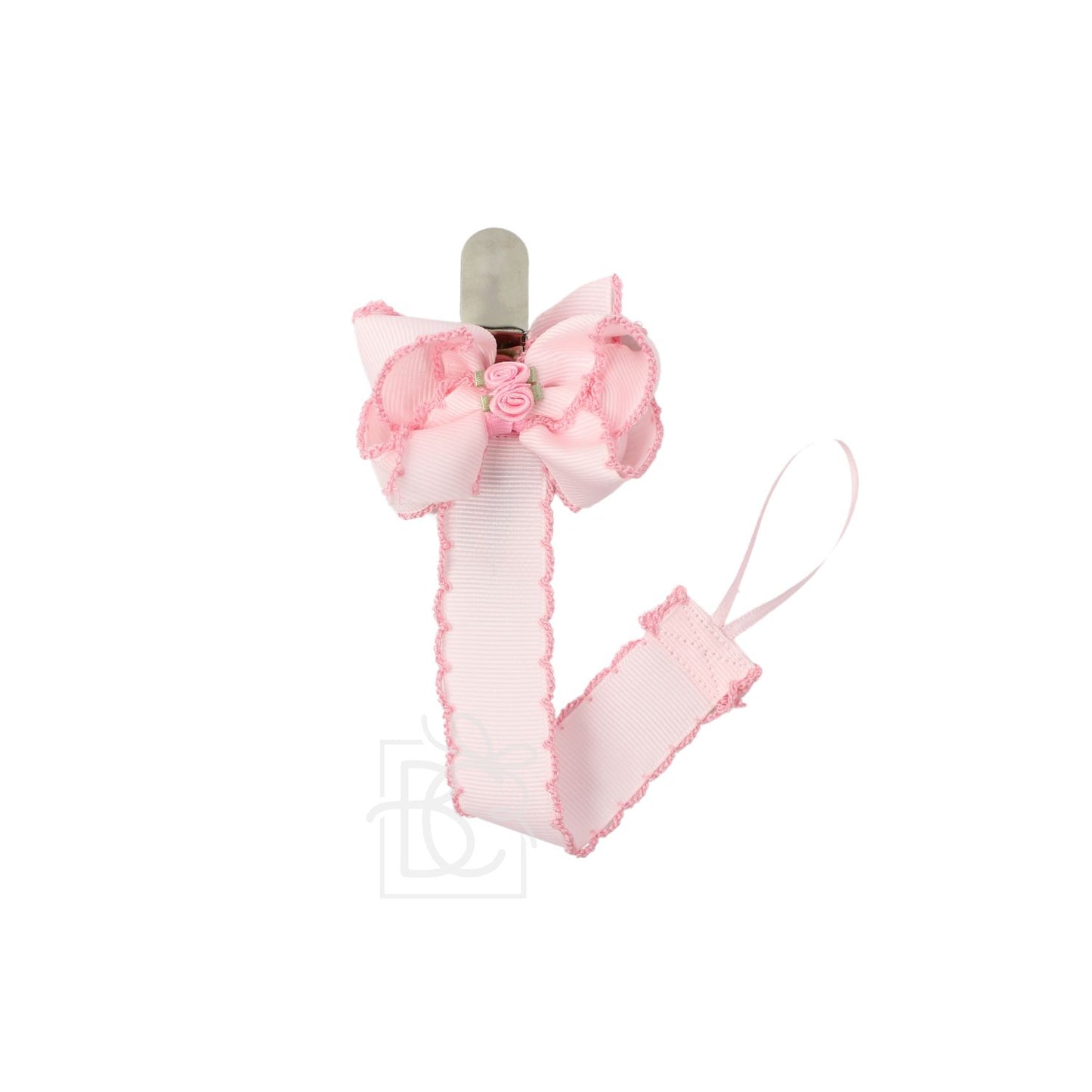 BEYOND CREATIONS ROSETTE BOW PACIFIER CLIP