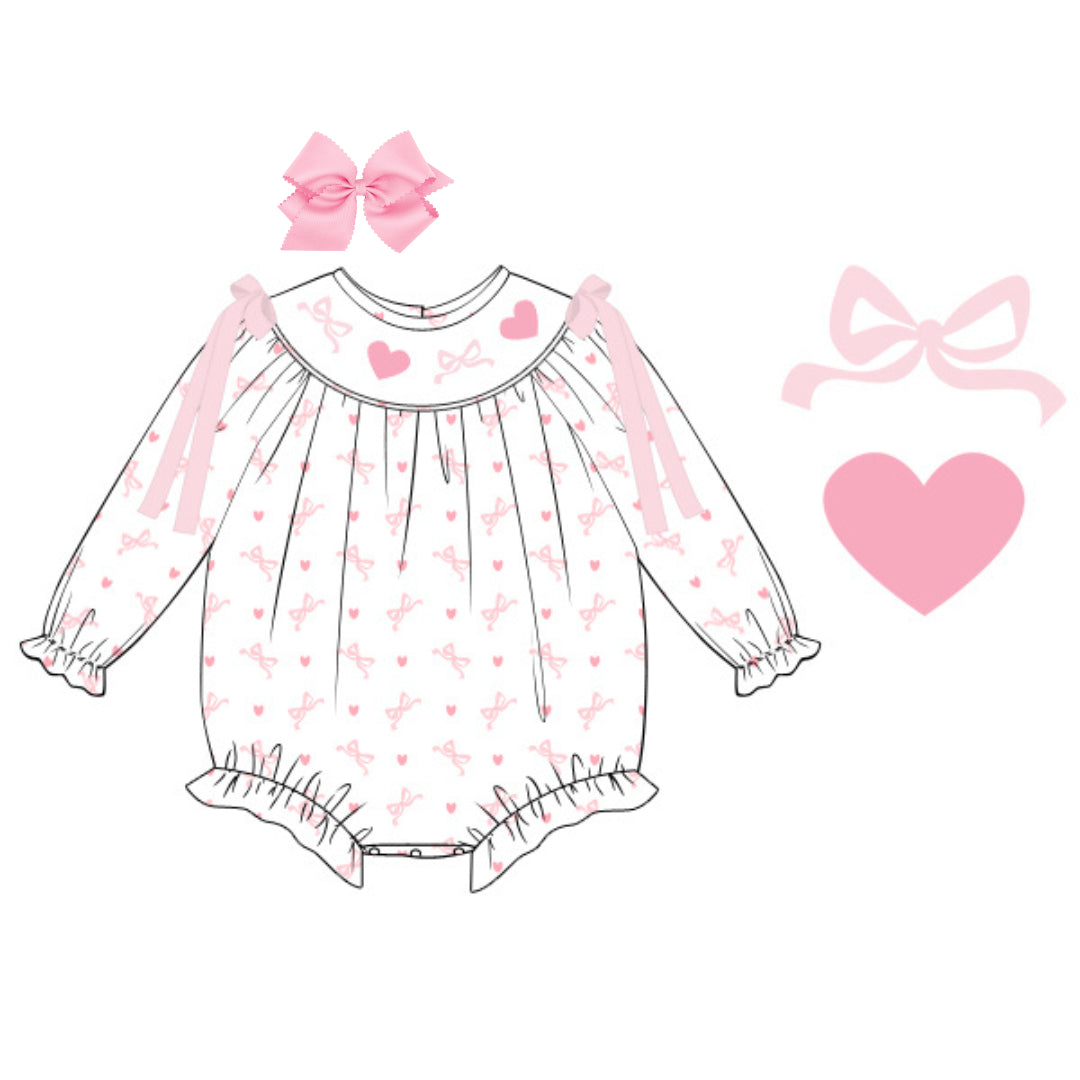 SMOCKED HEARTS & BOWS BISHOP BUBBLE