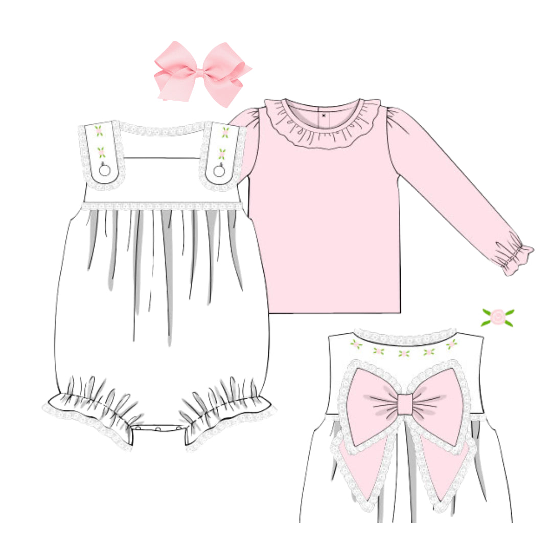 WHITE ROSETTE BUBBLE & PINK TOP