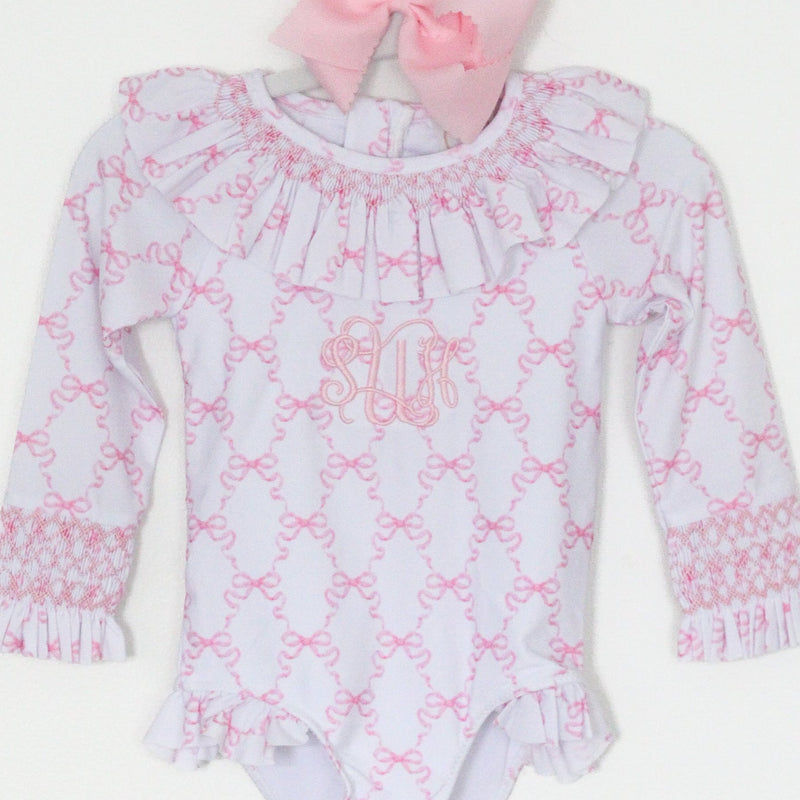 SMOCKED BOWS RASHGUARD