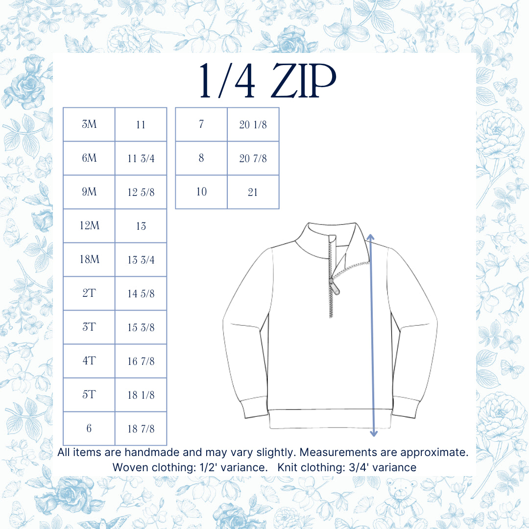 PASTEL FLORAL & BOWS NAME SMOCKED 1/4 ZIP SET