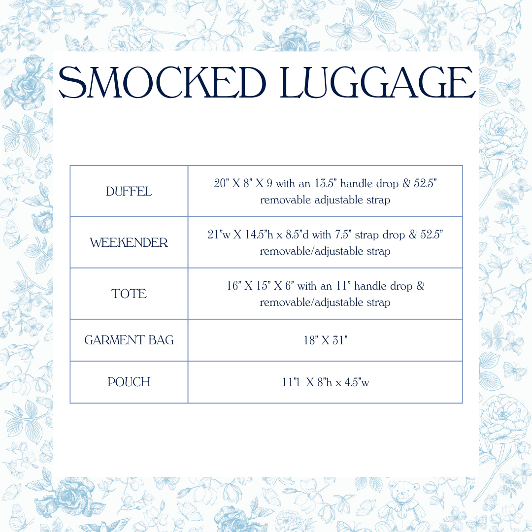 Hydrangea Name Smocked Luggage Collection