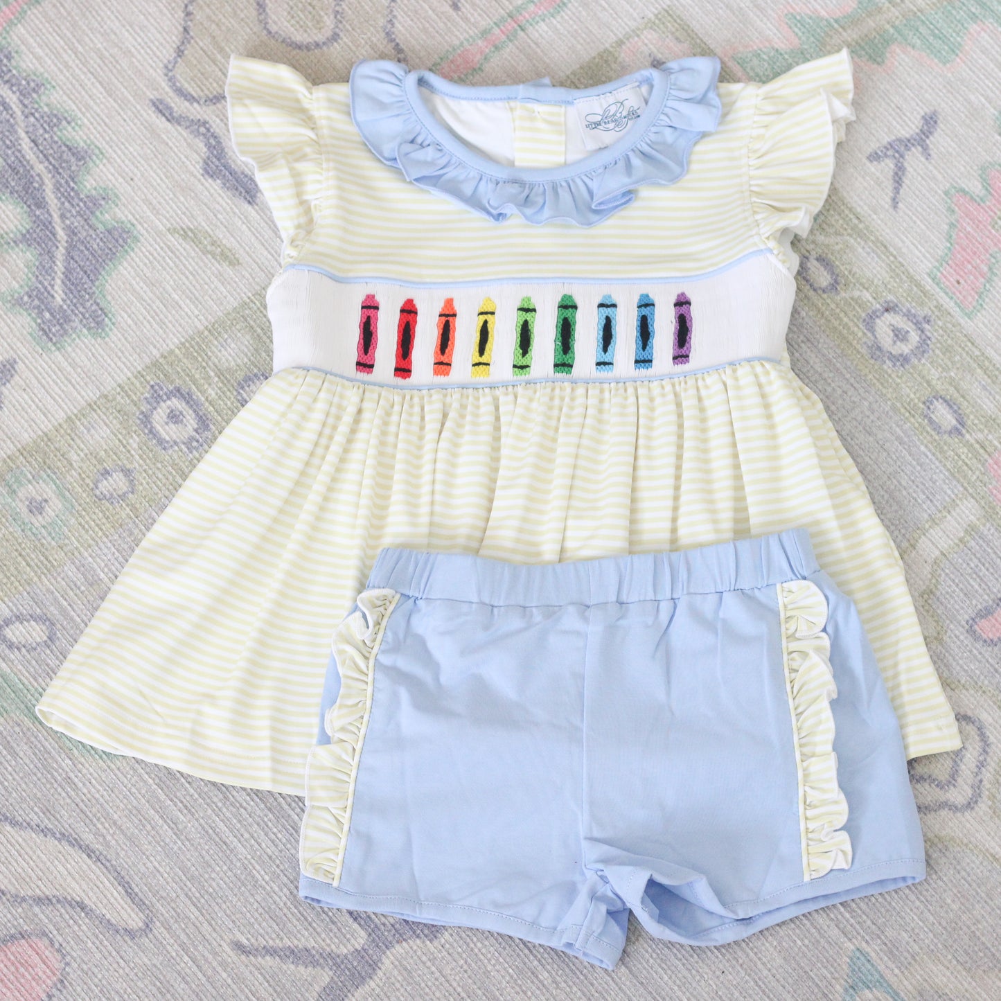 GIRLS SMOCKED CRAYONS SHORT SET