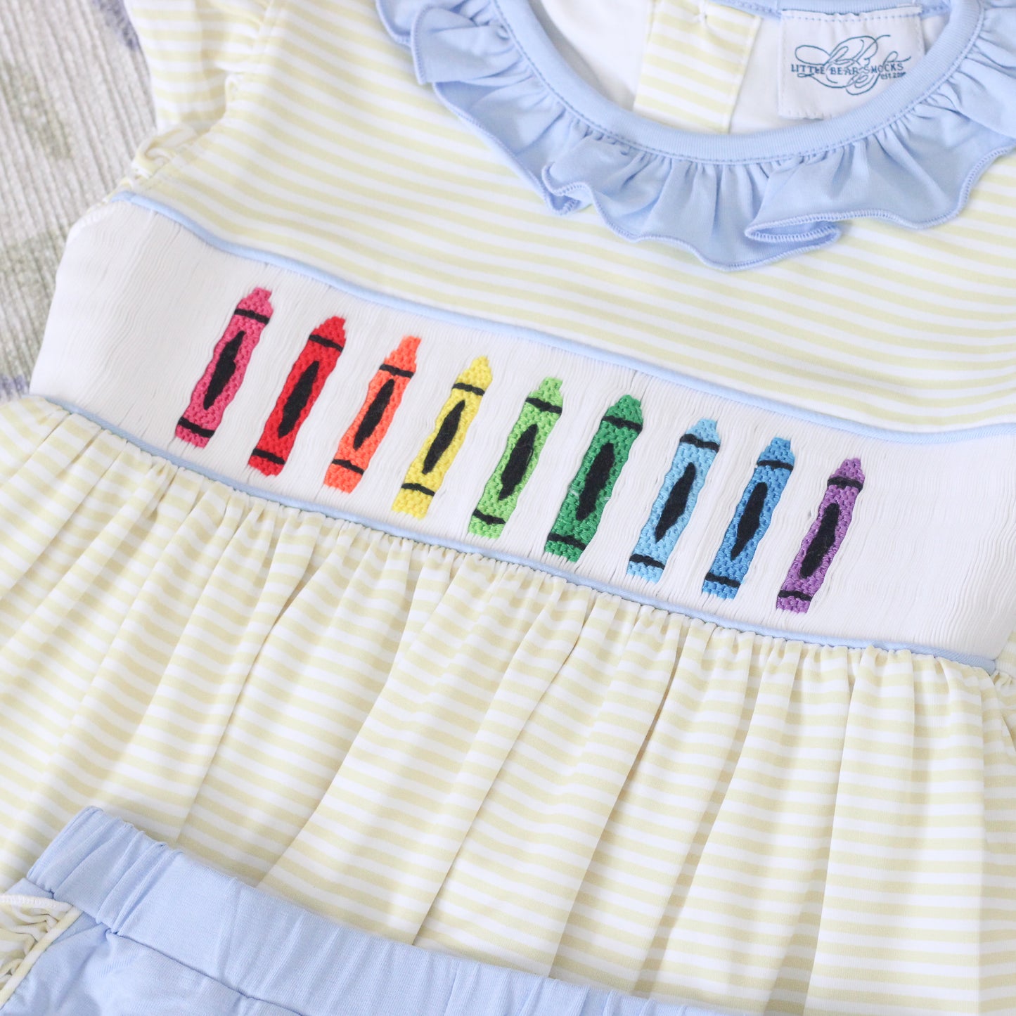 GIRLS SMOCKED CRAYONS SHORT SET