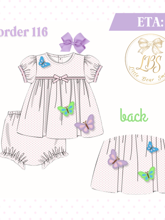 PO116 BUTTERFLIES DIAPER SET