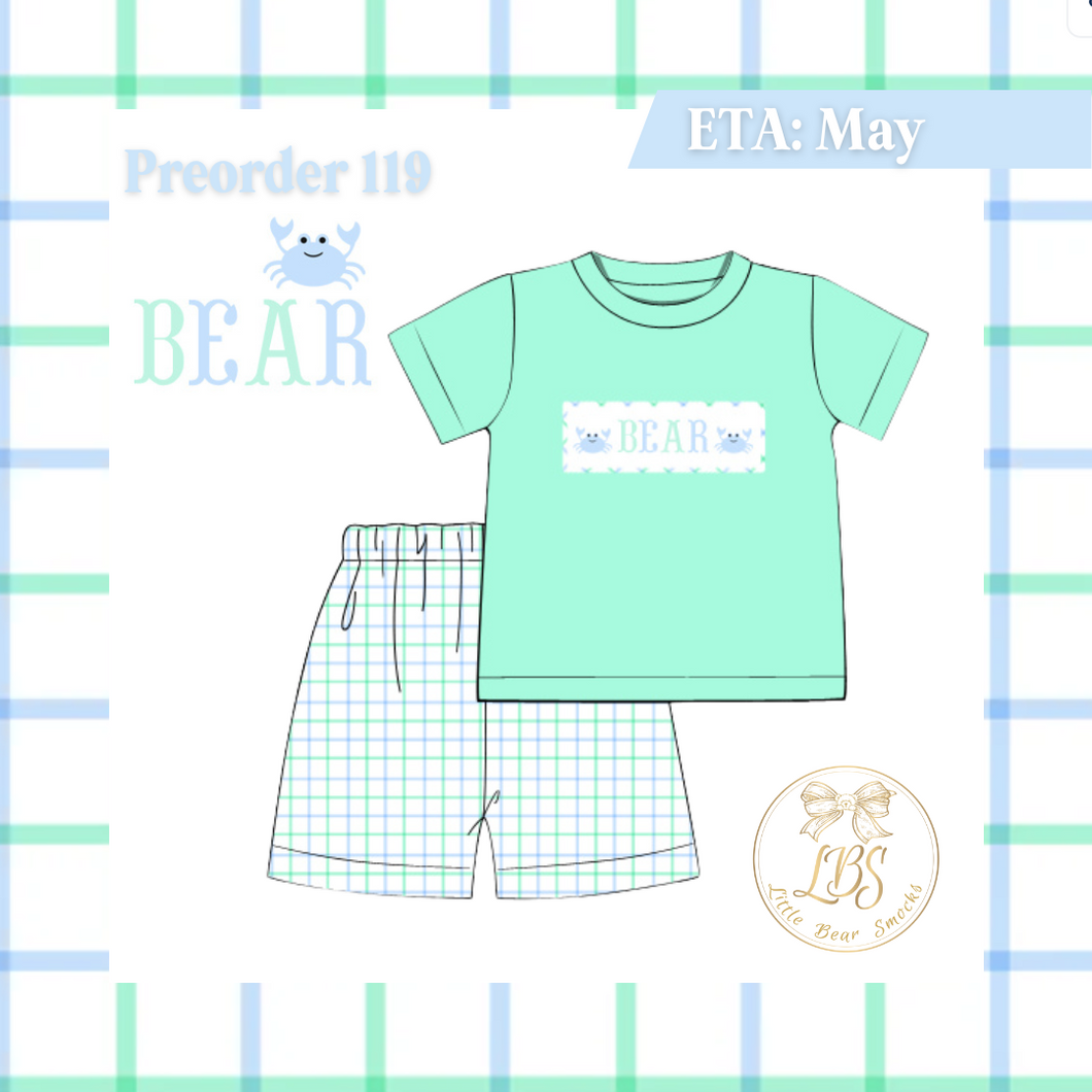 PO119 BOYS WINDOWPANE CRAB NAME SMOCKS