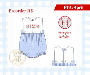 PO116 BOYS FRENCH  KNOT BASEBALLS BIB BUBBLE