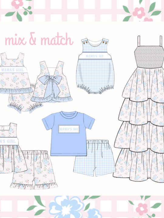 PO116 SMOCKED MAMA'S BOY SHORT SET