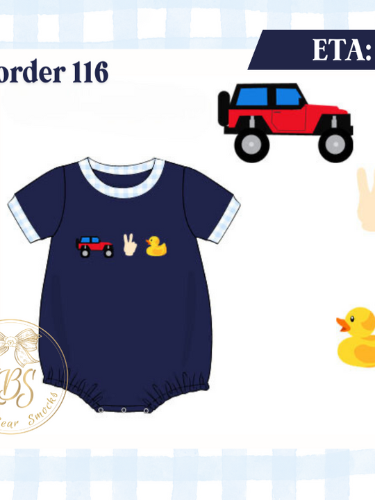 PO116 BOYS FRENCH KNOT JEEP DUCKIES BUBBLE