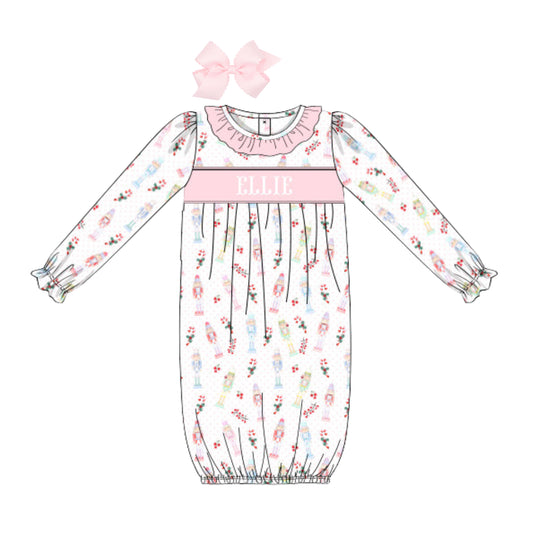 PINK NUTCRACKER NAME SMOCKED DAY GOWN