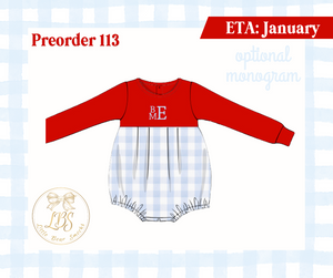 PO113 RED LONG SLEEVES & BLUE GINGHAM BUBBLE