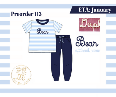 PO113 BLUE STRIPES & NAVY JOGGER SET