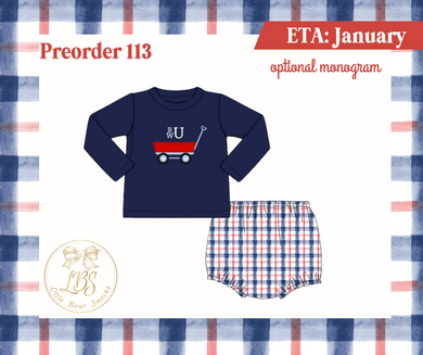 PO113 BOYS LONG SLEEVE WAGON DIAPER SET